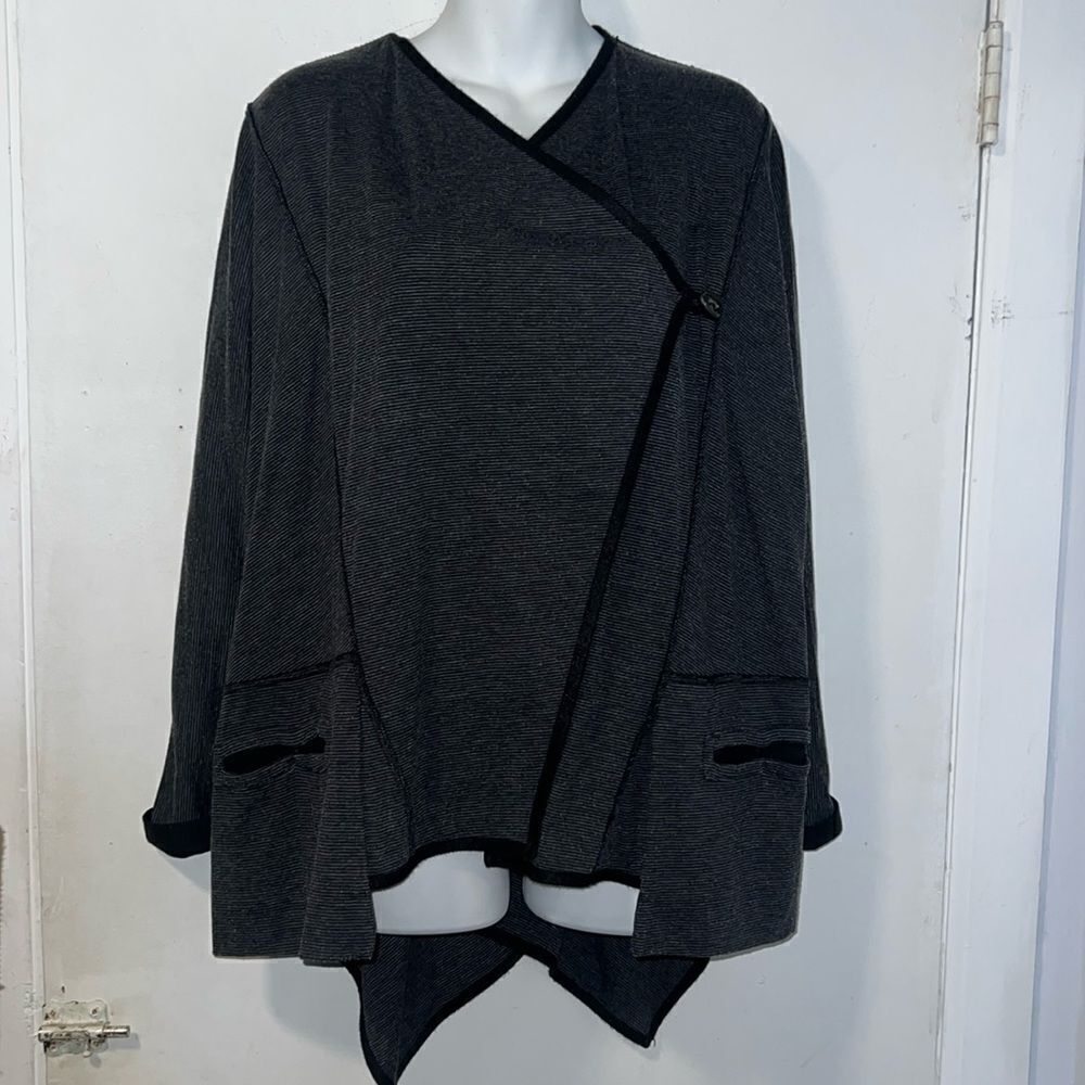 MATTHILDUR Black And Grey Pima Cotton Icelandic Design Cardigan Sweater-S